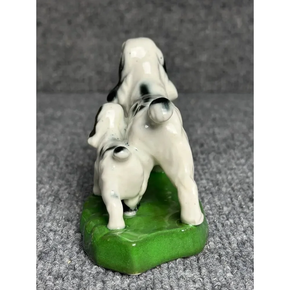 Vintage running Springer Spaniel figurine Japan 3.5x4.5 mom baby ceramic